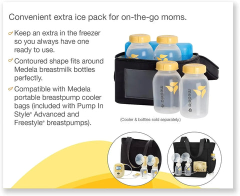 Medela Ice Pack for Breast Milk Storage, Contoured Shape Designed to Fit Breastmilk Bottles, for On The Go or Traveling Moms - Baby Bamboo