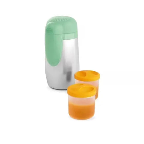 Chicco Stay Warm Stainless Steel Baby Food and Baby Bottle with 2 Containers, Food & Drink Thermos, Keeps Temperature Up to 5 Hrs, BPA Free Vacuum Flask, 0+ Months Baby Bamboo
