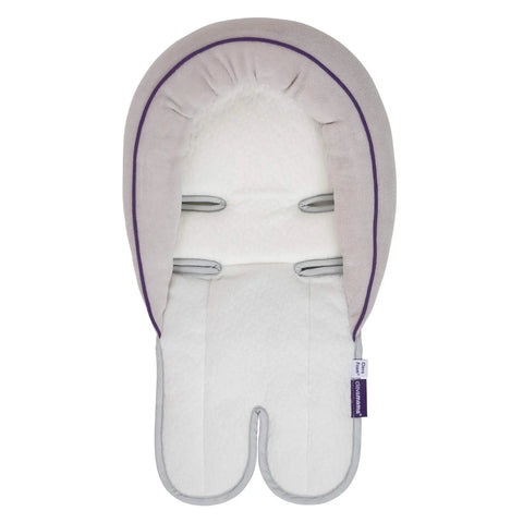 ClevaMama Car Seat Insert Cushion, Baby and Infant Head and Neck Support in ClevaFoam, Liner for Stroller and Bouncer (+0 Months) - Grey/Purple, 27x50 cm Baby Bamboo
