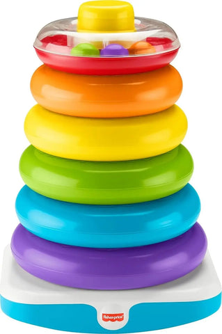 Fisher-Price Toddler Toy Giant Rock-A-Stack, 6 Stacking Rings with Roly-Poly Base for Ages 1+ Years, 14+ Inches Tall Fisher-Price