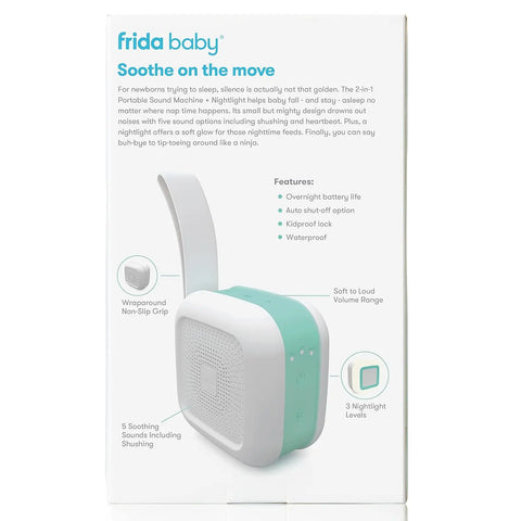 Frida Baby 2-in-1 Portable Sound Machine + Nightlight | White Noise Machine with Soothing Sounds for Stroller or Car Seat with Volume Control frida baby