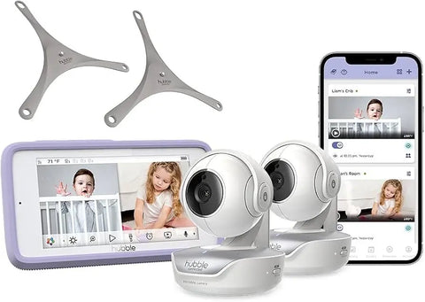 Hubble Connect Touch Twin 5" Smart Baby Monitor with Camera and Audio Baby Bamboo