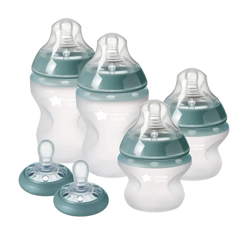 Tommee Tippee Silicone Baby Bottle and Pacifier Set | Closer to Nature Soft Feel Bottles, Breast-Like Nipples, Stain and Odor Resistant | 0-6m Breast-Like Pacifiers Tommee Tippee