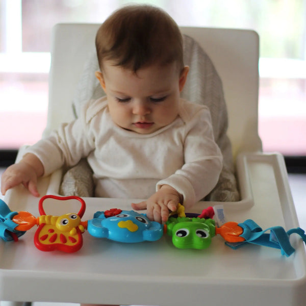 Playgro Travel Trio Musical Pram Tie REFRESH Baby Bamboo