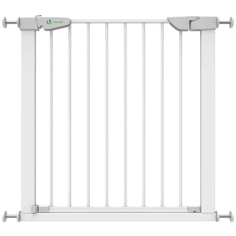 VOUNOT Stair Gate, No Drilling - for Children, Dogs and Cats - Auto-Close Stair Gate, Magnetic Closure, 90° Stop, White Baby Bamboo