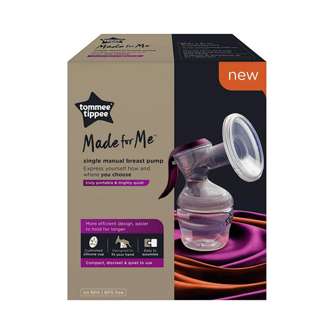 Tommee Tippee Made for Me Single Manual Breast Pump | Soft, Cushioned Silicone Cup | Reduced Hand Strain Tommee Tippee