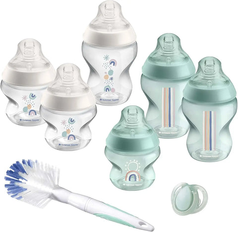 Tommee Tippee Closer to Nature Baby Bottle Starter Set, Breast-Like Teat with Anti-Colic Valve, Pink - Baby Bamboo