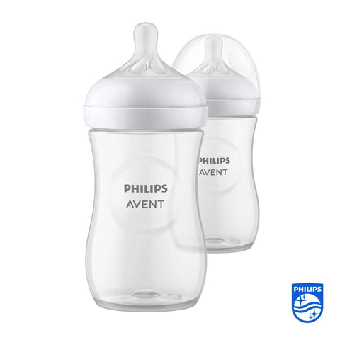 Philips Avent Natural Response Baby Bottle - 2 x 260ml Baby Milk Bottle for Newborns and Up, BPA Free, 1+ Months (Model SCY903/02) Phillips Avent