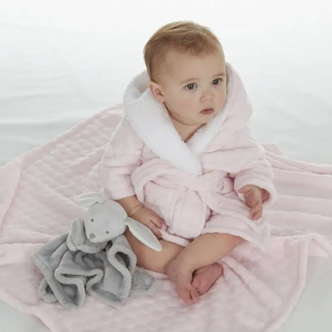 BABY EMBOSSED CIRCLES PLUSH BLANKET-PINK - Baby Bamboo