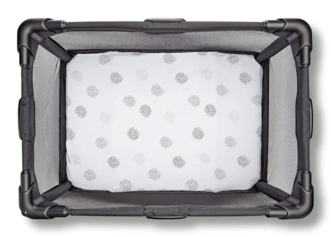 4moms Breeze Playard Sheets, for Baby Bassinets and Furniture, Machine Washable and 100% Cotton, White & Grey, 2 Pack 4moms