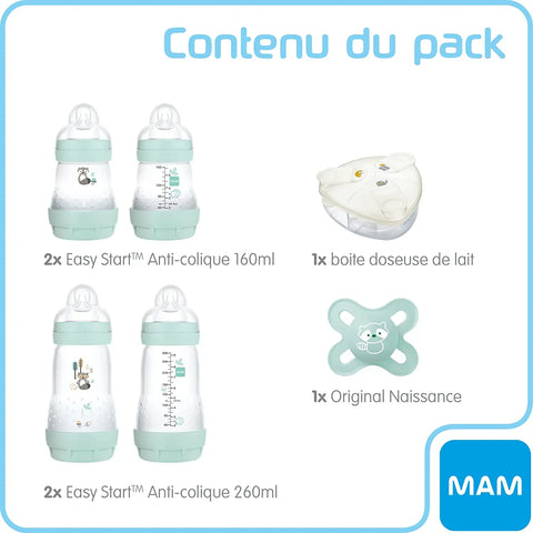 MAM Easy Start Anti-Colic Baby Bottles from Birth, with Extra Soft Silicone Dummy, Grey - Baby Bamboo