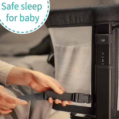 AMKE Baby Bassinets,All mesh Crib Portable for Safe Co-Sleeping,Adjustable Bedside Sleeper,Baby Bed for Infant Newborn Baby Bamboo