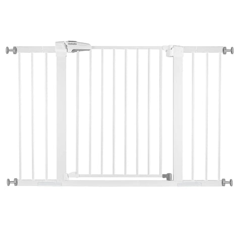 BABELIO Metal Baby/Dog Gate 29''-48'' Auto Close Extra Wide Pet Barrier for Stairs & Doorways, Pressure Mounted Walk Thru Child Door, NO Need Tools and Drilling, with Wall Cups Baby Bamboo