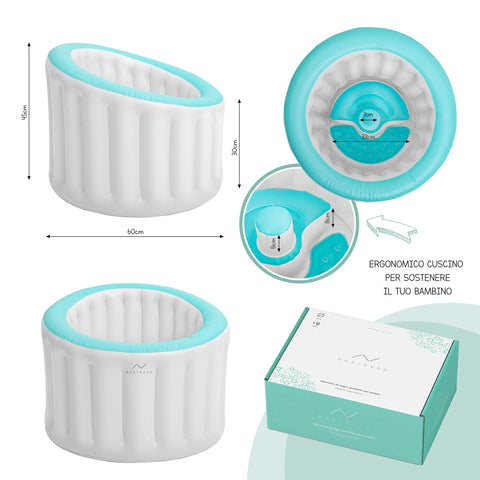 Baby Bath Tub - Inflatable and Folding, with Internal Chair, Water Saving - kvan Baby Bamboo