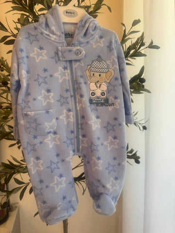 Baby Boy Fleece Overall – Elephant Design Baby Bamboo