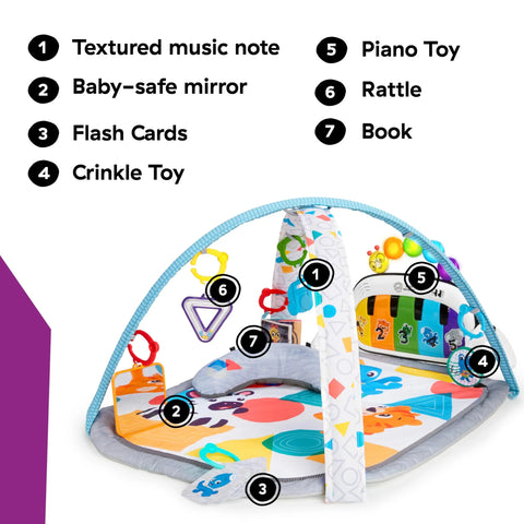 Baby Einstein 4-in-1 Kickin' Tunes Music and Language Play Gym and Piano Tummy Time Activity Mat Baby Bamboo