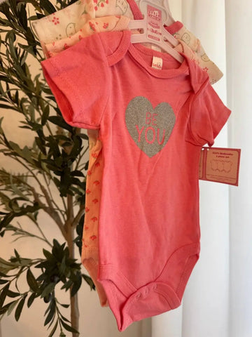 Baby Girl 3-Pack Bodysuits – Be You (Pink & Light Pink Printed) Baby Bamboo