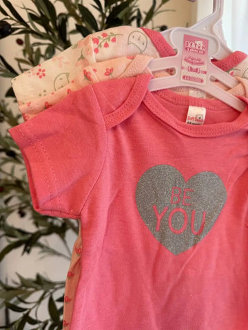 Baby Girl 3-Pack Bodysuits – Be You (Pink & Light Pink Printed) Baby Bamboo