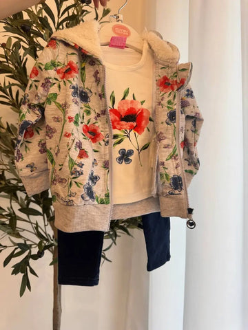 Baby Girl Floral Jacket, T-Shirt, and Jeans Set Baby Bamboo