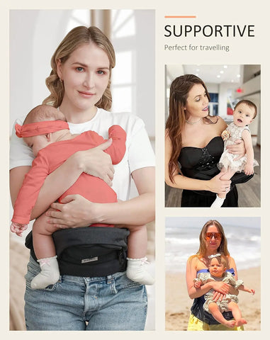 Baby Hip Seat Carrier, Toddler Carrier for Child Infant with Adjustable Long Waistband, Various Pockets, and Ergonomic No-Slipped Seat Perfect for 8-66lbs All-Seasons Black baby carrier