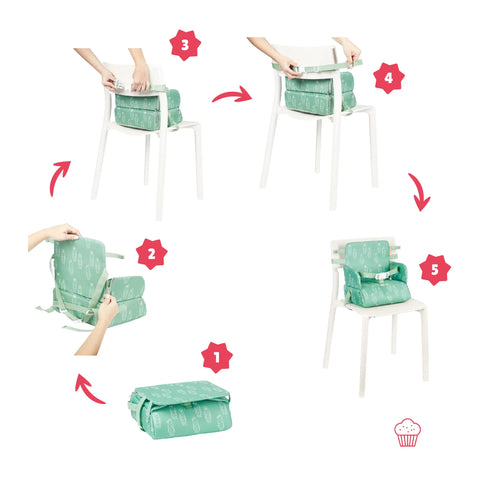 Badabulle Nomadic Baby Chair Booster - 2 in 1 - Compact - 6 months to 3 years (15kg) Baby Bamboo