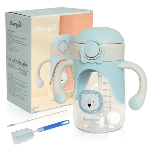 Bunnytoo Baby Sippy Cup with Weighted Straw - Ideal for 1+ Year Old and Transitioning Infants 6-12 Months - Spill-Proof and Easy to Hold with Handle - 8oz Baby Bamboo