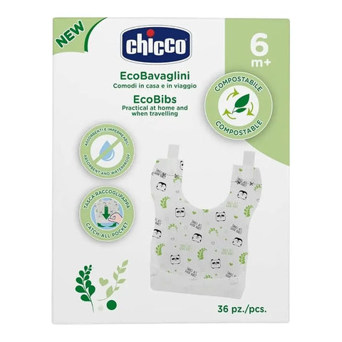 Chicco - Compostable disposable bibs 36 pieces Baby Bamboo