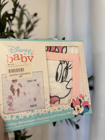 Disney Baby Girl Monthly Milestone Blanket and Frame Set Baby Bamboo