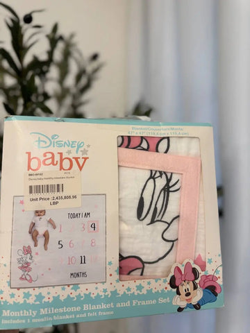 Disney Baby Girl Monthly Milestone Blanket and Frame Set Baby Bamboo