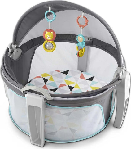 Fisher-Price Baby Portable Bassinet and Play Space On-the-Go Baby Dome with Developmental Toys and Canopy, Windmill Fisher-Price