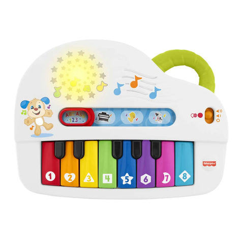 Fisher-Price Baby Toy Laugh & Learn Silly Sounds Light-Up Piano Musical Instrument with Learning Songs for Infants Ages 6+ Months Baby Bamboo