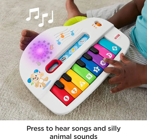 Fisher-Price Baby Toy Laugh & Learn Silly Sounds Light-Up Piano Musical Instrument with Learning Songs for Infants Ages 6+ Months Baby Bamboo