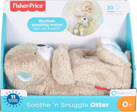 Fisher-Price Baby Toy Soothe 'n Snuggle Otter Portable Plush Sound Machine with Music Lights & Breathing Motion for Newborns 0+ Months Baby Bamboo
