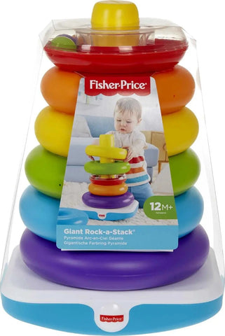 Fisher-Price Toddler Toy Giant Rock-A-Stack, 6 Stacking Rings with Roly-Poly Base for Ages 1+ Years, 14+ Inches Tall Fisher-Price