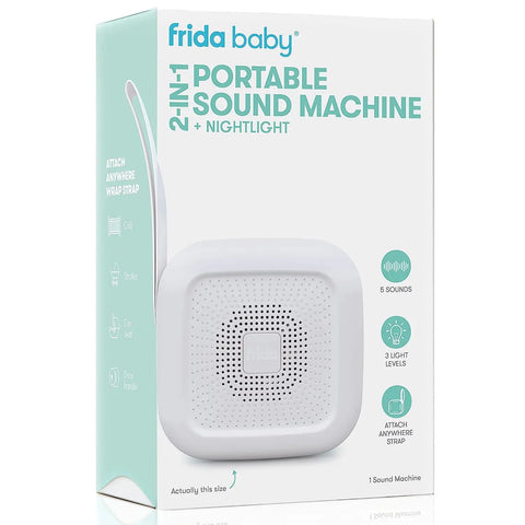 Frida Baby 2-in-1 Portable Sound Machine + Nightlight | White Noise Machine with Soothing Sounds for Stroller or Car Seat with Volume Control frida baby