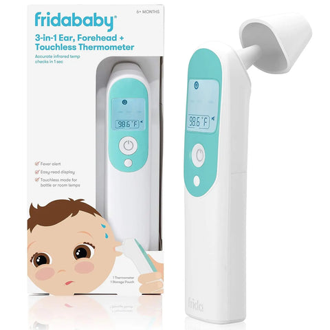 Frida Baby Infrared Thermometer 3-in-1 Ear, Forehead + Touchless for Babies, Toddlers, Adults, and Bottle Temperatures,Digital frida baby