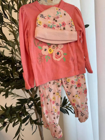 Gerber Baby Girl Bodysuit Flowers 3 Pcs Set Baby Bamboo