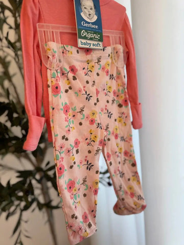 Gerber Baby Girl Bodysuit Flowers 3 Pcs Set Baby Bamboo