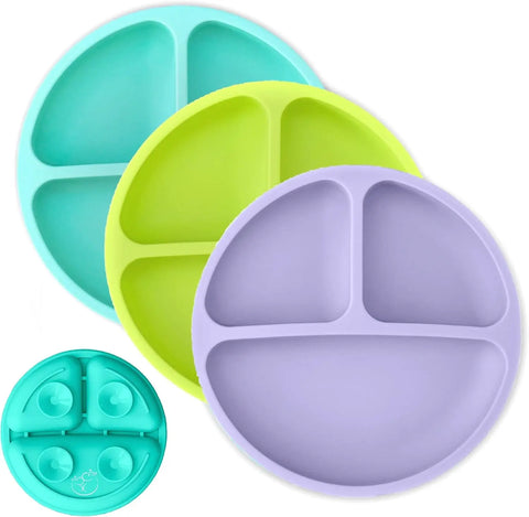 Hippypotamus Silicone Toddler Plates with Suction - Set of 3 Baby Plates Baby Bamboo