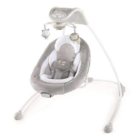 Ingenuity InLighten Baby Swing - Cool Mesh Fabric, Vibrations, Swivel Infant Seat, Nature Sounds, Light Up Motorized Mobile - Braden Ingenuity