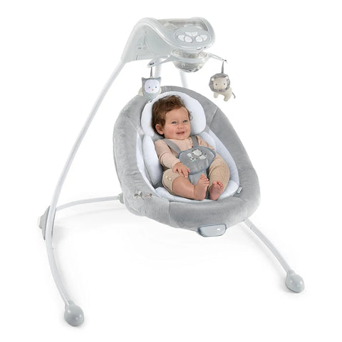 Ingenuity InLighten Baby Swing - Cool Mesh Fabric, Vibrations, Swivel Infant Seat, Nature Sounds, Light Up Motorized Mobile - Braden Ingenuity