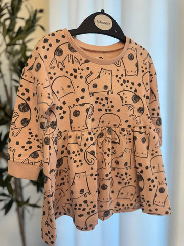 John Lewis Cat Dress, 3-6M Baby Bamboo