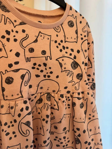 John Lewis Cat Dress, 3-6M Baby Bamboo