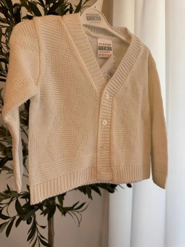 Knitted Cardigan - Classic Button-Up (Available in Cream & Pink) Baby Bamboo