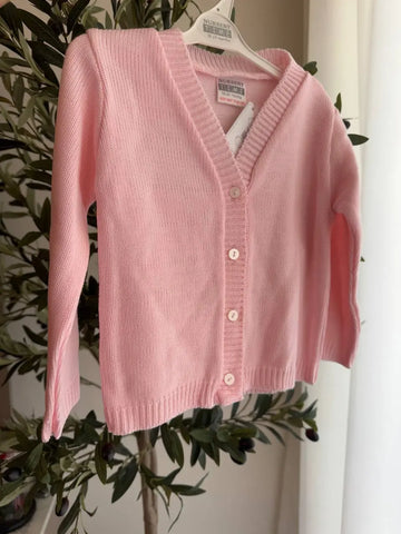 Knitted Cardigan - Classic Button-Up (Available in Cream & Pink) Baby Bamboo