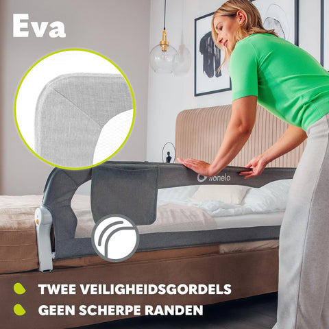 LIONELO Eva Bedhekje 150 x 42 cm – Veilig Bedhek met StandSafe Blokkade Baby Bamboo