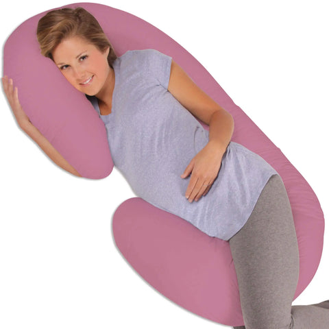 Leachco Snoogle Original Maternity/Pregnancy Total Body Pillow, Mauve Large Baby Bamboo