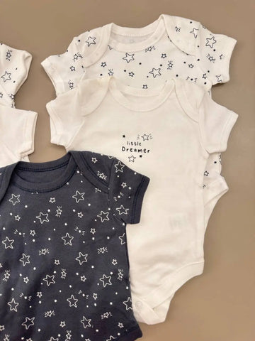 Matalan Baby Boy Pack of 5 Stars Bodysuits Baby Bamboo