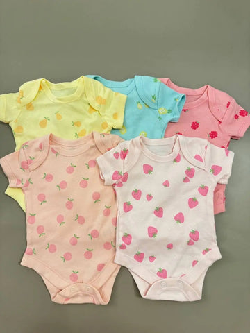 Matalan Baby Girl Pack of 5 Fruits Bodysuits Baby Bamboo
