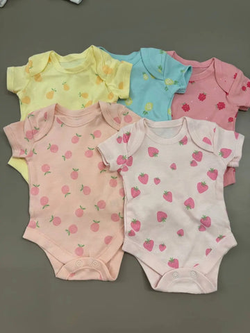 Matalan Baby Girl Pack of 5 Fruits Bodysuits Baby Bamboo